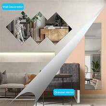 4/8pcs, 15/20/25/30cm Acrylic 3D Square Mirror Wall Sticker Decor, 1mm Thick, Suitable For Bedroom, Living Room, Office, Kitchen, Bathroom, Garage Entrance, Dance Studio, Gym, Yoga, Shatterproof, Removable Self-Adhesive Acrylic Mirror, Wall-Mounted Vanity Mirror, Full-Length Mirror, Polished Surface, No Frame Required Stickers Personalised Stickers