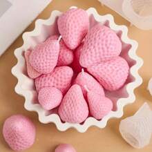 Molde de silicona en forma de fresa para velas 3D, molde de artesanía de velas con forma de fruta, suministros de decoración para fiesta, herramienta para decorar pasteles de chocolate, resina y fondant, decoración del hogar, regalo de cumpleaños del Día de San Valentín