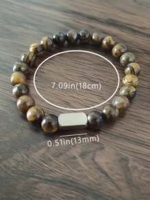 Bracelet personnalisé en perles de pierre de lave naturelle, simple et polyvalent, bracelet cadeau fait main en pierre paon mate