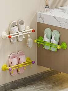 1 Pc Slippers Rack, Bathroom Non Perforated Wall Mounted Storage Hook, Multi-Functional Storage Rack For Draining Water Behind The Bathroom Door
