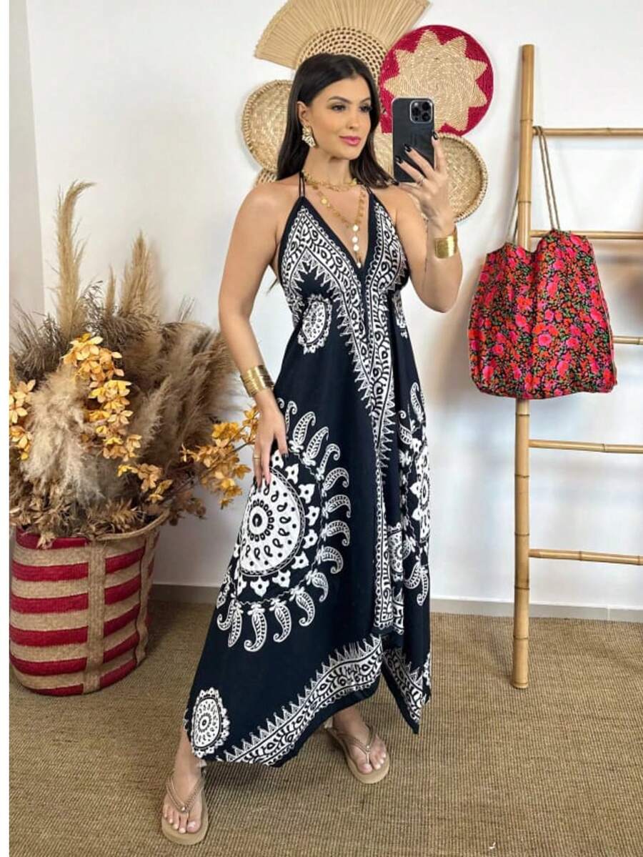 Women's Long Dress In Full-Bodied Silk Fabric - màu đen - Xem 1