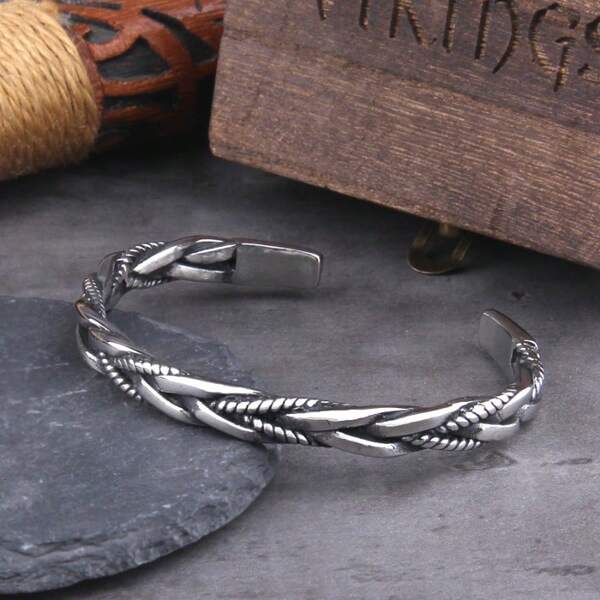 Pulseira Masculina Vintage Feita à Mão na Tailândia, Trançada com Massa Frita Retorcida, Design Exclusivo e Único