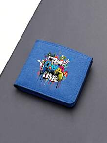 1 محفظة مطبوع عليها تصميم كرتوني ملون لجهاز تحكم بالألعاب على قماش مصمم فريد، متعدد فتحات البطاقات، محفظة مزدوجة مع حامل بطاقات الائتمان، خفيفة الوزن ومحمولة، متعددة فتحات البطاقات، هدية مثالية للمراهقين