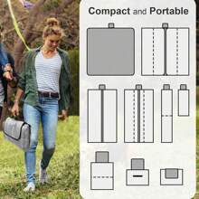 1 pièce Couverture de pique-nique avec poignée de transport, tapis de pelouse de camping portable, tapis pliable extérieur à 3 couches épaissi, style feuille grise douce et confortable, matériau en tissu Oxford résistant à l'usure, imperméable, anti-sable, résistant à l'humidité et anti-salissures, lavable en machine, couverture de parc pratique, pour voyages, randonnées, trekkings, plages enneigées et festivals de musique, jardins, patios, intérieur, extérieur, plage