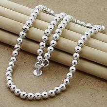 925 sterlingsilverpläterat 8mm slätt kulkedjahalsband, unisex modesmycken - silver - Visa 3