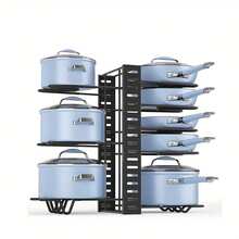 1pc Multi Layer Folding Sitting Pot Lid Rack, Multifunctional Double-Sided Pot Rack, Kitchen Small Tool - Multicolor - View 5