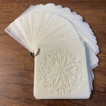 60件/4件 曼陀罗花系列绘画模板，镂空填色模板，墙绘相册装饰模板，DIY绘画模板，绘画教程，涂鸦印刷模板。PET材质，可水洗可重复使用，适用于水彩画、岩石画、剪贴簿、刮画，带收纳环 - 乳白色 - 查看 10