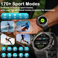 Military Rugged GPS Smartwatch For Men‌, 1.43" AMOLED Display‌, 50M Waterproof‌, 500mAh Battery, BT5.3 Calls, Altitude, Atmospheric Pressure, Compass‌, 170+Sports Tracking, Fitness Tracker For Outdoor, Climbing, Camping, Running, Gym, Compatible With Android & IOS