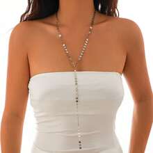 1pc Simple & Practical Tassel & Sequined Pendant Necklace - Gold - View 4