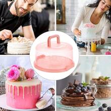 1 pieza Caja de almacenamiento para pastel de 8 pulgadas con tapa y asa, caja de pastel portátil de PP, adecuada para picnic al aire libre, camping, interior/exterior del hogar, oficina, escuela, vacaciones, fiesta de cumpleaños, boda, horneado, color y estilo aleatorios