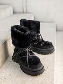 Bottes Four Styles Après-Ski à Plateform Avec Lacets Croisés Décoratifs - Black - View 2