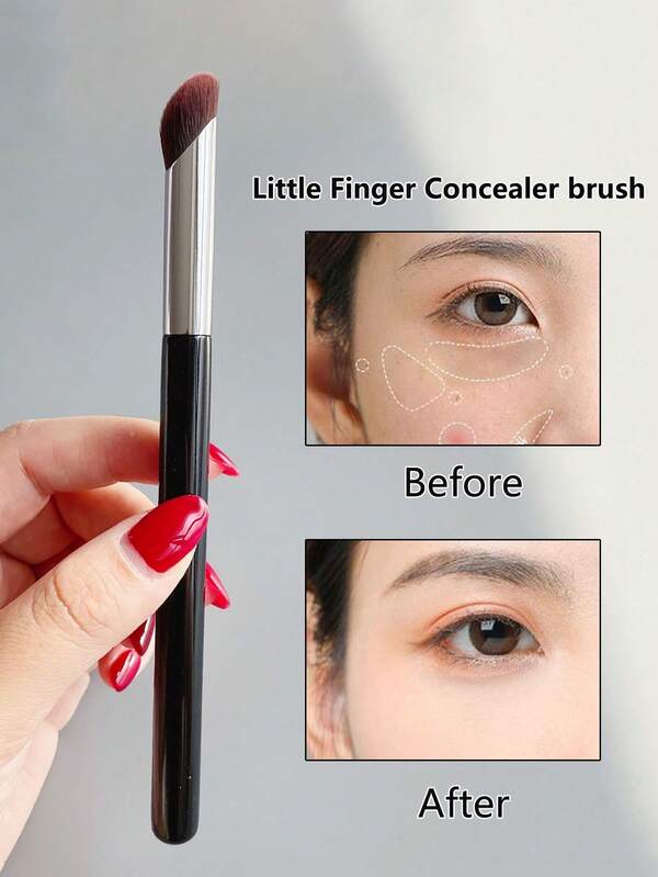 1 pensulă neagră în formă de deget mare pentru corector, contact perfect cu pielea, ascunde petele, cearcănele, peri moi din nailon, designul degetului mare se potrivește feței + 1 pensulă profesională pentru fond de ten #47 cap Kabuki, pentru fond de ten lichid, contur, instrumente de machiaj pentru femei