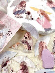 1 Pack 30pcs Rainy Day Girl PET Stickers Scrapbooking For DIY Diary, Album, Magazine Decoration,School Supplies,Back To School - Multicolor - View 11