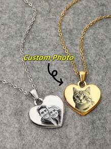 Collar con colgante con forma de corazón personalizado con foto, collar del Día de la Madre con forma de corazón personalizado, collar con foto personalizado de acero inoxidable, collar con foto personalizado para novia, collar con colgante con forma de corazón y foto para mujer, collar con foto conmemorativo, collar con foto para mujer, collar personalizado para mamá, plata, oro, elegante, colorido, vintage, simple, unisex, casual, lindo, personalizado, único, regalos ideales para él, regalos ideales para ella, novia, novio, papá, mamá, familia, amigos, para aniversarios, para cumpleaños, para graduación, para baile de graduación, para fiestas, joyería de acero inoxidable, útiles escolares, de vuelta a la escuela, para la oficina, para la escuela, para el salón de clases, para regalos de maestros, para la universidad, para colegas, para dormitorios, para maestros, para niños y niñas, para adolescentes, estudiantes de secundaria, estudiantes de preparatoria, estudiantes universitarios,