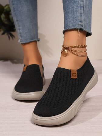 Nya ventilerande Mesh Slip-On skor för kvinnor, mjuk sula Casual Sneakers, Anti-Slip Mom Walking Loafers