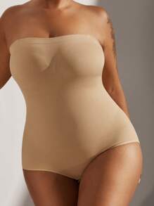 1pc Plus Size Women Black Seamless Bodysuit Body Shaper With Waist Cincher Tummy Control And Butt Lifter Flat Belly Sheath Slimming Shapewear Waist Trainer Butt Lifter