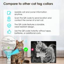 Catpro 1Pc Smart ID Cat Collar, With Pet ID Tag Anti-Lost Feature, Equipped With Bell And Reflective Design, Adjustable Collar (Note: NO GPS, No Need To Download App, Scan QR Code With Camera To Access Pet Profile)