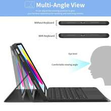 Detachable Rechargeable Touchpad Keyboard Case With Pen Slot, Compatible With Samsung Galaxy Tab / IPad / Redmi IPad SE, Magnetic Bluetooth Keyboard Cover (Light Gray)