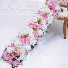 100 سم زهور وردية بيضاء اصطناعية فاخرة، زهور ديكور لحفل الزفاف، مركز طاولة الزفاف وخلفية الجدار والقوس ، ديكور الحفلات والحدائق والخارج