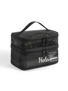 1pc Embroidery Customization Double Layer Mesh Cosmetic Bag With Zipper, Transparent Net Cosmetic Bag With Handles, Multifunctional Makeup Organizer, Lightweight And Breathable Toiletry Storage Bag, Ideal For Daily Use Or Trips,All-Purpose,Large Capacity,Versatile,Multifunction,Colorful,Cute,Adorable,Contracted,Funny,Kawaii,Y2K,Minimalist,Commuting,Business Casual,Basics,Custom,Personalized,Unique,Customized,Ideal Gifts For Him,Ideal Gifts For Her,Her,Family,Friends,Girlfriend,For Anniversaries,For Birthdays,For Holiday/ Vacation,For Outdoors/Outings/Travel/Hiking/Stadium/Sports/Climbing,For Business/Commute/Work/Office,School Supplies,Back To School,School Gift,For Office,For School,For Classroom,For Teacher Gifts,For University,For Colleague,For Dorm Rooms,For Teacher,For Boys And Girls,For Teenagers,Junior High School Students,Middle School Students,High School Senior High School Students,College Students,University Students,Freshman,Sophomore,Underclassmen
