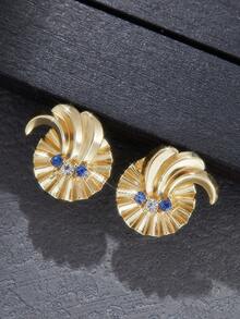 1pair Vintage Geometric Elegant Gold Color Ear Clip For Women Design Asymmetrical Sea Wave Earrings Party Wedding Jewelry Gifts - Ear Clip - View 7