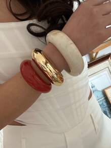 Thoughtfully Designed Smooth Surface Exaggerated Bangle, Niche Jewelry Vintage Bracelet