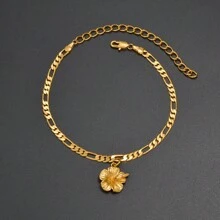 1 pièce Bracelet de cheville hawaïen avec hibiscus pour femmes, bijoux plaqués or, chaîne de pied à la mode pour accessoires d'Afrique