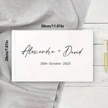 Customized Elegant Wedding Guest Book With Name Design, Wedding Guest Book,Multiple Designs And Styles To Choose From, Suitable For Wedding Decorations And Party Favors, Wedding Guest Book, Personalized Guest Book, Wedding Decoration, Perfect For Wedding, 36 Pages Horizontal Wedding Guest Book