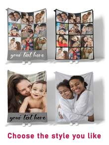 Custom Photo And Text Flannel Blanket – A Personalized Keepsake To Honor Loved Ones. This Memorial Blanket Can Be Customized With Photos And Names Of Family Members Or Friends, Serving As A Heartfelt Tribute To Cherish The Memory Of Those Who Have Passed Away. Ideal For Commemorating Departed Loved Ones. - Multicolor - View 4