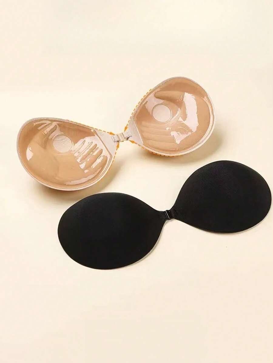 Adhesive Bra 3CM Thickness, Small Chest Backless Strapless Dress Invisible Bra, Reusable Breast Augmentation Bra - Black - View 1