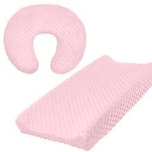 Set de 2 piezas Funda para colchoneta de cambio de pañales y funda de almohada de lactancia de Minky para bebé, ultra suave con lunares de Minky, conjunto de fundas para tabla de cambio y almohada de lactancia