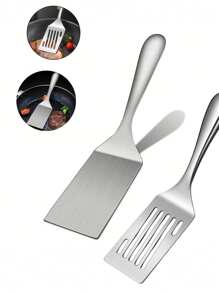 1pc Stainless Steel Spatula - Flat Pancake, Steak And Griddle Cooking Spatula, Durable Kitchen Tool With Ergonomic Handle