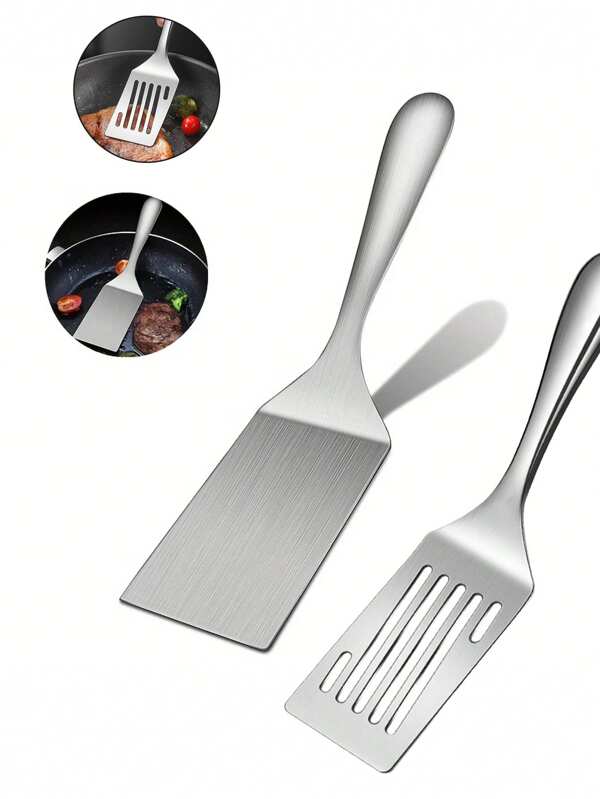 1pc Stainless Steel Spatula - Flat Pancake, Steak And Griddle Cooking Spatula, Durable Kitchen Tool With Ergonomic Handle