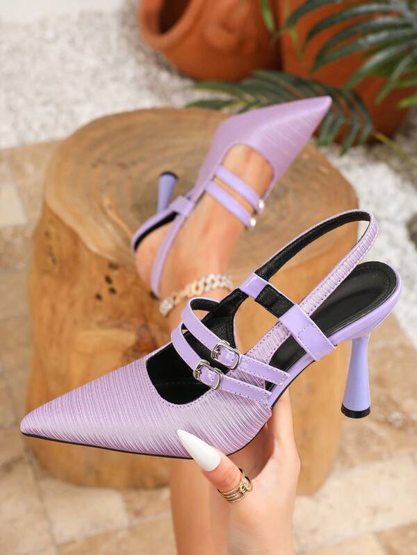 كعب عالٍ من نوع جوارب مريم لِلنساء، طراز فرنسي جديد لصيف 2025 بتصميم أصبع القدم المدبب