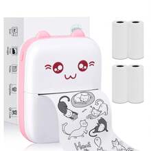 Mini Pocket Printer, Portable Printer With 4 Rolls Of Printing Paper For IOS Android Smartphone, Sticker Receipt Label, Photo List Notes, Gift For ﻿ - Pink - View 1