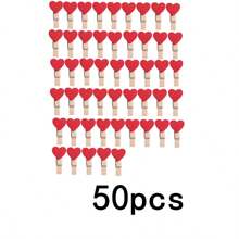 20/50/100 Pieces Of Red Heart Love Wooden Clothing Photo Heart-Shaped Wooden Clip, Valentine's Day Birthday DIY Photo Clip, Wedding Decoration Postcard Clip, Clothing Clip, Paper Clip Mini Clothing Clip Postcard Home Wedding Valentine's Day Decoration