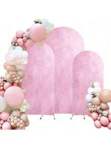 1 pieza Cubierta de arco de poliéster texturizada color rosa, para soporte de fondo en forma de arco, adecuada para cumpleaños, ceremonias, bodas, fiestas de graduación, decoración de eventos, rosa y negro