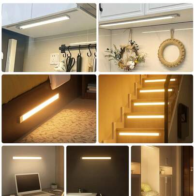 Fita de iluminação LED para armários, sensor de movimento LED magnético de 40 cm, fita de iluminação LED magnética de 40 cm para armários