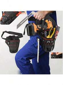 菱形皮套，重型聚酯钻头支架设计，适合佩戴腰带并均匀分布重量，黑色，适合大多数钻头 - 黑色 - 查看 3