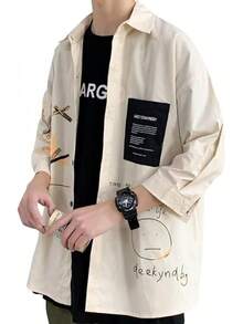 Men Plus Size Cardigans - Beige - View 1