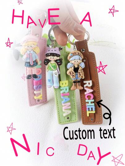 1 Peça Chaveiro Personalizado com Tema de Desenho Animado e Ocupação, Pingente Acrílico Personalizado com Nome, Alça de Couro PU e Fecho de Argola - Chaveiro Decorativo com Letra, Adequado como Presente, Presente do Dia dos Namorados, Material Escolar, Volta às Aulas, Presente Escolar, para Escritório, para Escola, para Sala de Aula, para Presentes de Professor, para Universidade, para Colegas, para Dormitórios, Durável, Colorido, Fofo, Adorável, Engraçado, Kawaii, Y2K, Estiloso, Unissex, Casual, Personalizado, Presentes Ideais para Ele, Presentes Ideais para Ela, Ela, Namorado, Namorada, Família, Amigos