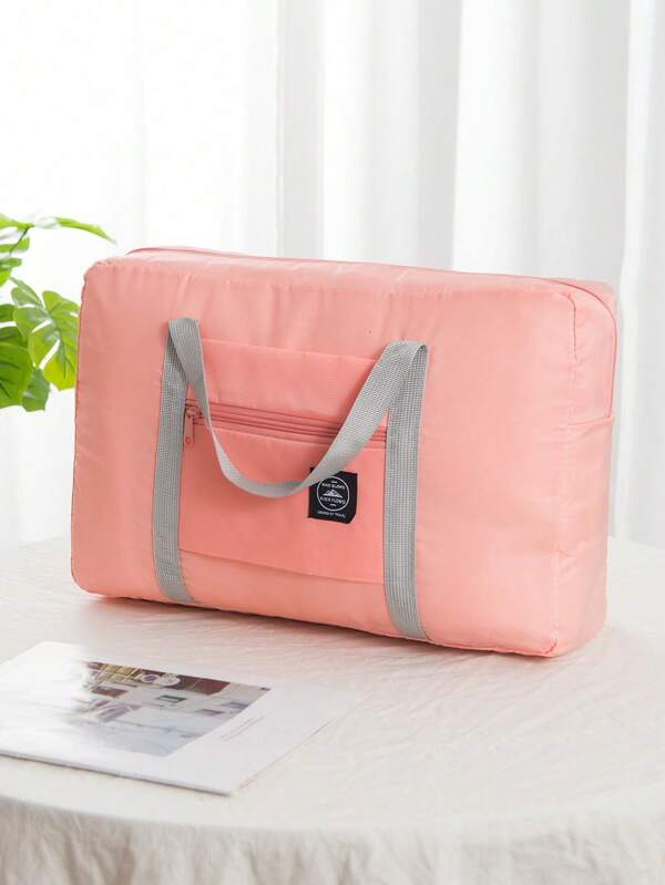 1pc Foldable Travel Storage Bag, Large Capacity Handbag, Double Layer Portable Travel Organizer Bag, Waterproof Ladies Travel Bag, Suitable For Luggage, Fashionable, Lightweight, Suitable For Travel, Fitness, Hiking, Running, Storage, Business Trip, Camping And Other Activities