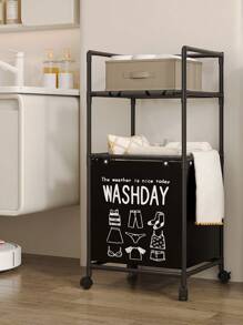 1pc Multilayer Bathroom Laundry Basket, Home Dirty Clothes Hamper, Bathroom Storage Rack, Rolling Dirty Clothes Basket