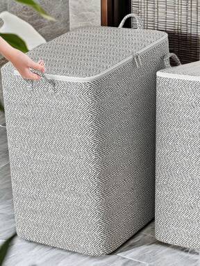 1 Piece Reinforced Large Capacity Bag, Clothing Storage Bag, Toy Storage Bag, Seasonal Bedding Storage Bag, Foldable Fabric, Two-Way Alloy Zipper, Comfortable Handle, Precise Embroidery, Washable, Dust And Moisture-Proof, Suitable For Storing Household Items, Clothing Storage And Seasonal Storage