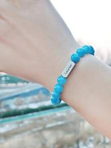 Bracelet personnalisé en perles de pierre de lave naturelle, simple et polyvalent, bracelet cadeau fait main en pierre paon mate