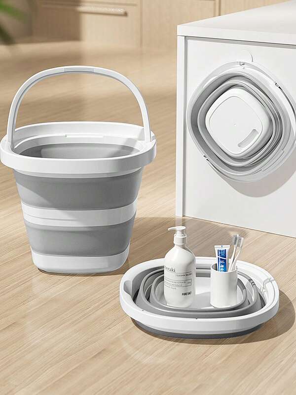 2/1pc Portable Collapsible Plastic Silicone Bucket, Foldable Car Wash Basin, Large Capacity Fishing Pail, Household Water Storage Bucket, For Bathing, Watering Flowers, Car Washing, Fishing, Picnics, Easy To Store,Back-To-School Supplies,Washtub