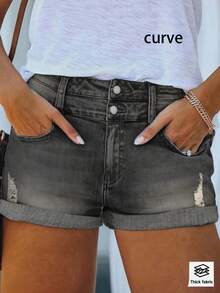 跨境新款欧美潮牌紧身大码两粒扣修身休闲显瘦热裤性感辣妹包臀超短裤 - 淺灰色 - 查看 5