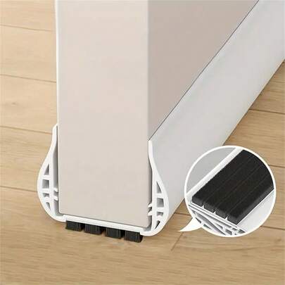 1 pieza Tira de sellado de puerta silenciosa con cepillo, cortavientos, antigoteo y antiinsectos, tope de puerta grueso de PVC para decoración de pared, dormitorio, pegatinas de decoración, papel tapiz de pared, decoración de fiesta, decoración de sala de estar, decoración de oficina, artículos de decoración del hogar