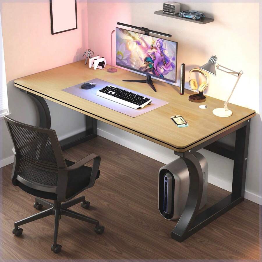 Computer Desk, PC Desk, Gaming Desk, Study Desk, Work Desk, Compact Desk, Width 80/100cm, Depth 50cm, Desk, For Work, Working From Home, Study Desk, Easy Assembly - Wood Color - View 1