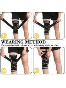 1 pièce Genouillère en cuivre avec sangle pour douleurs au genou chez les femmes et les hommes, manchon de compression pour le genou contre l'arthrite, la rupture du LCA, la déchirure du ménisque, soulagement de la douleur articulaire, support pour le genou pour le travail, la course, la musculation, accessoires de gym pour le soutien du genou